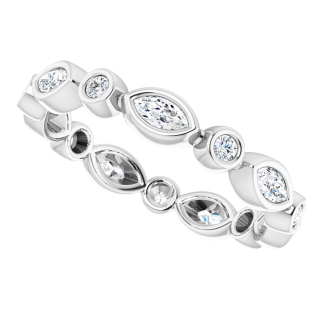 0.64 ct. Bezel Set Marquise & Round Diamond Eternity Band-VIRABYANI